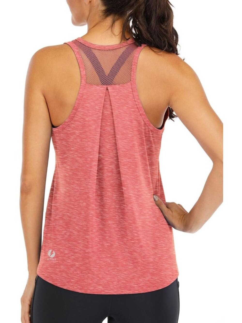 〽️Women Coral Loose Fit Racerback Mesh Backless Muscle Tank Workout Tops